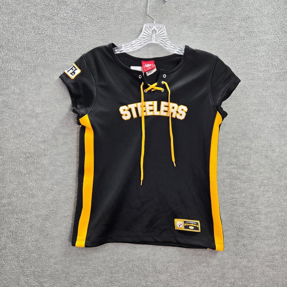 Pittsburgh Steelers Women Jersey Small Black Yellow Logo Colorblock Drawstring
